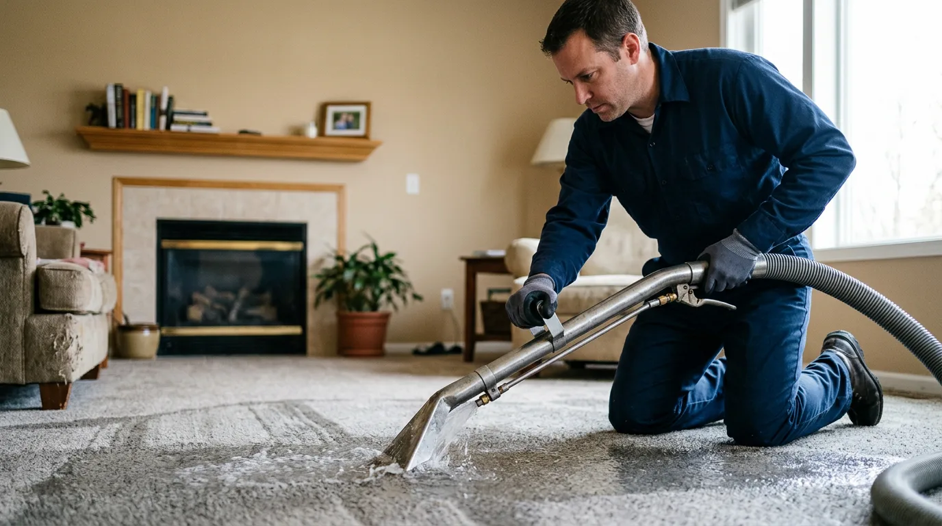 Water damage restoration technician working near Rustburg, VA